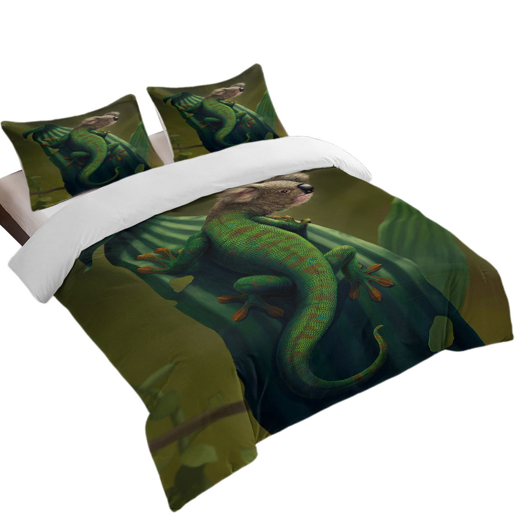 Cool Animal Art Gekoala Iguana and Koala Best Duvet Covers