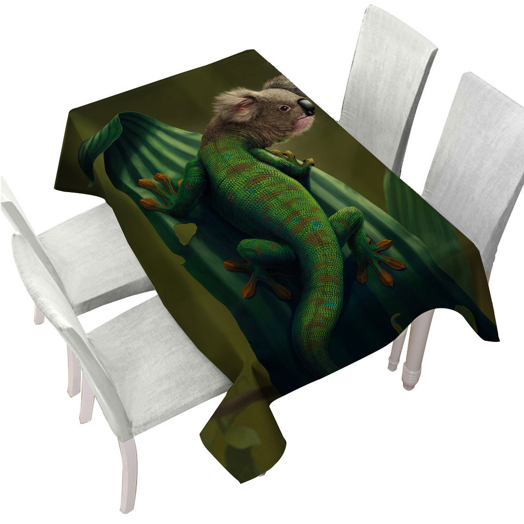 Cool Animal Art Gekoala Iguana and Koala Table Cover