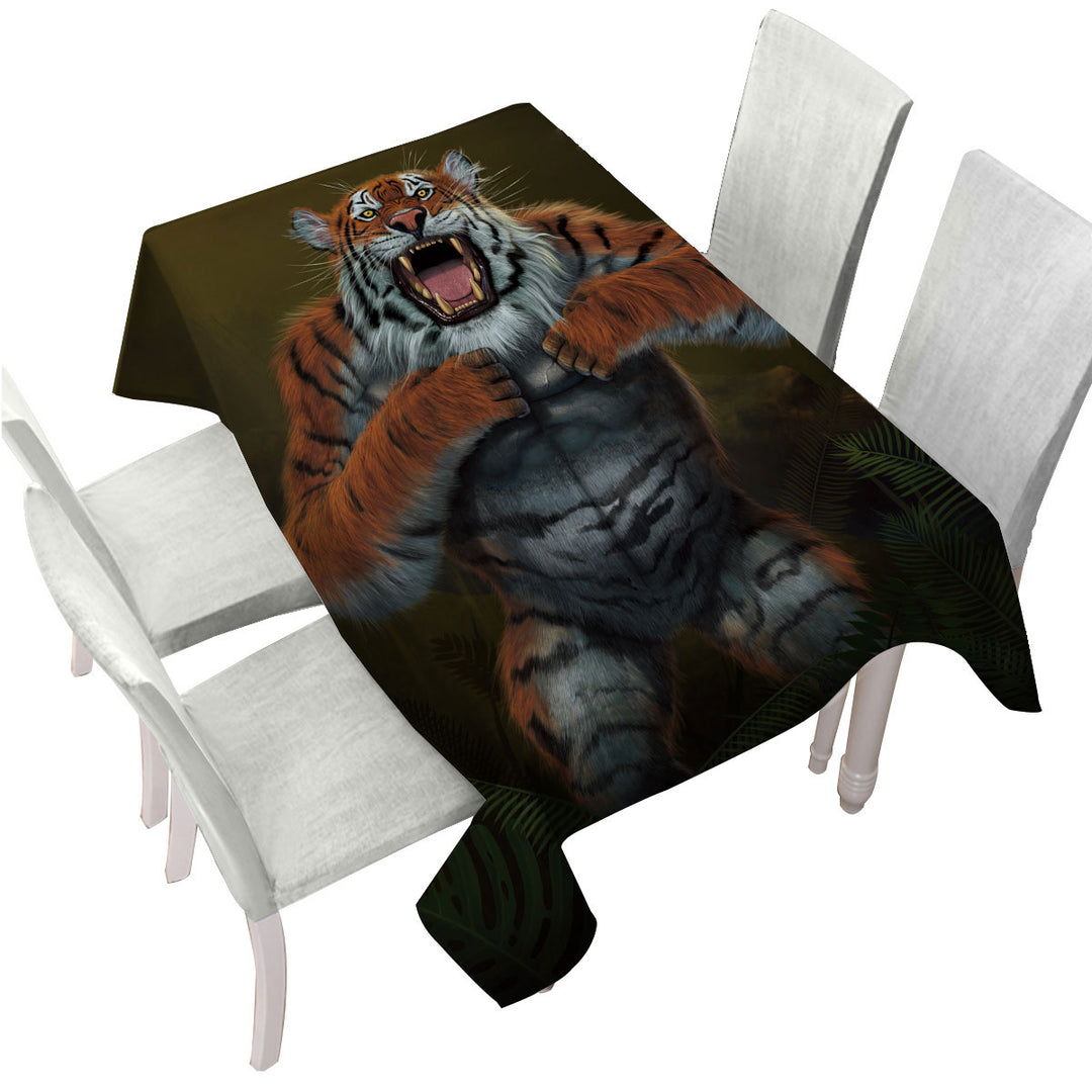 Cool Animal Art Tigerilla Gorilla vs Tiger Tablecloths