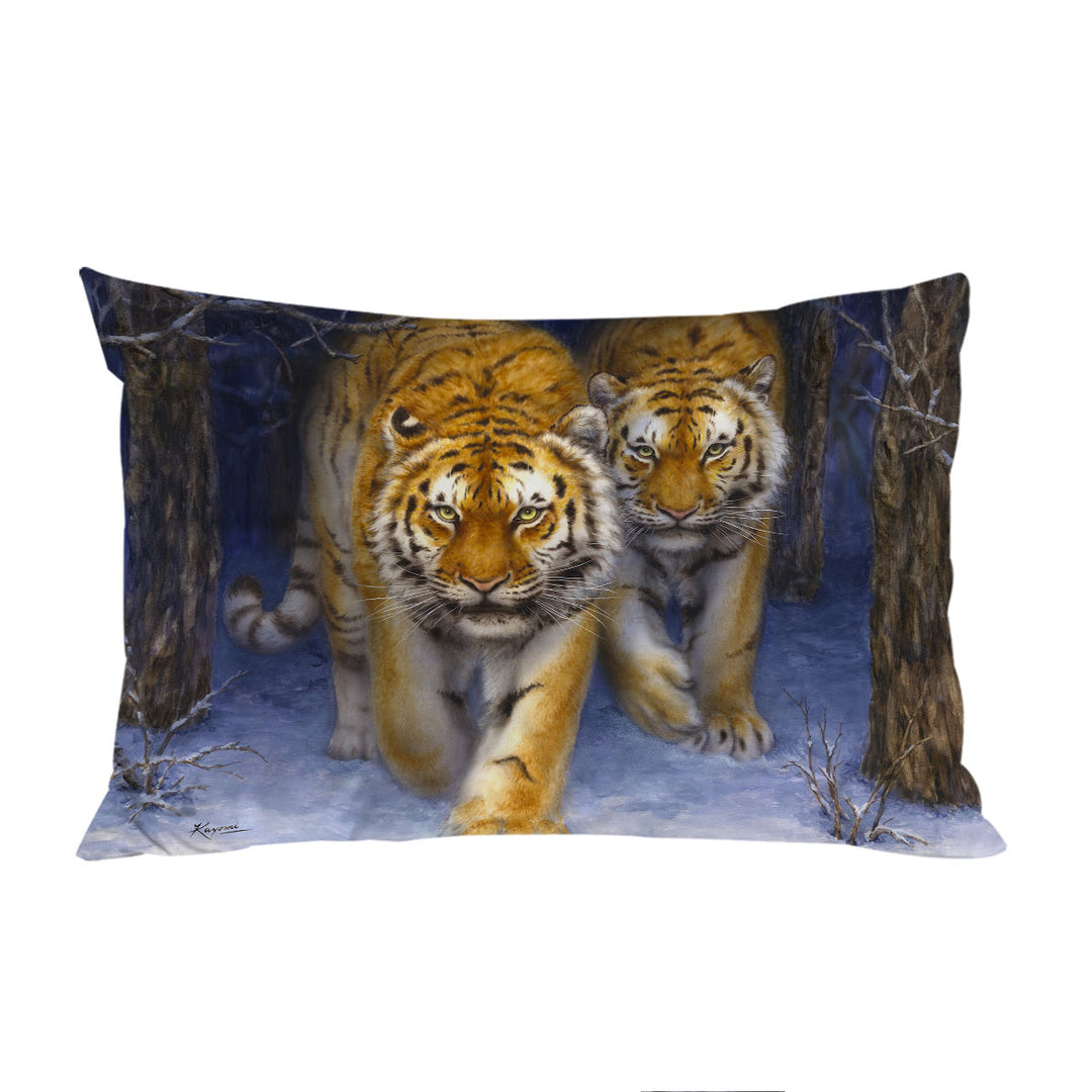 Cool Animal Art Two Tigers in the Siberian Forest Pillowcase