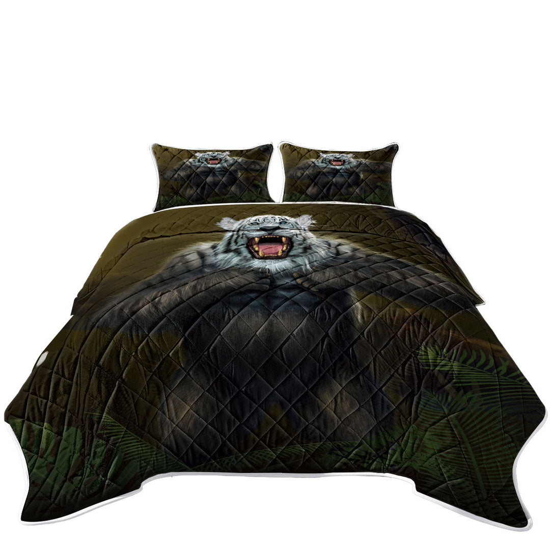 Cool Animal Artwork Tigerilla Gorilla vs White Tiger Quilts for Beds