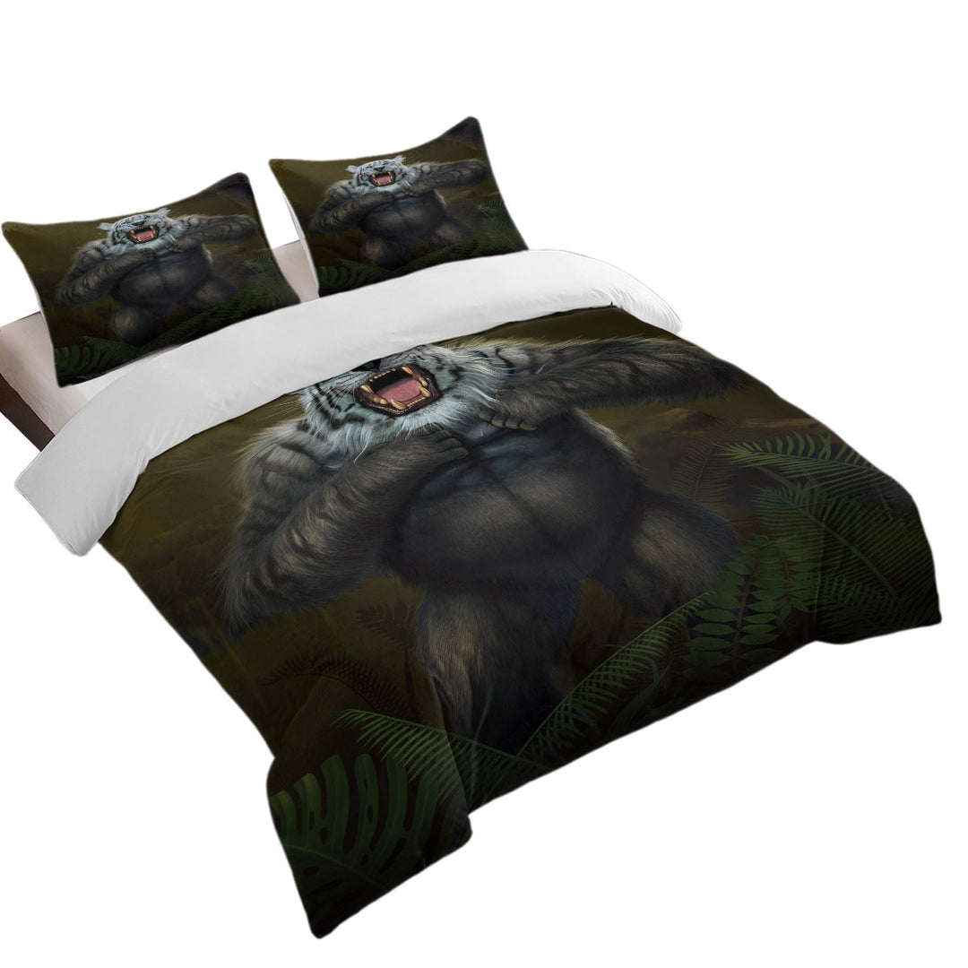 Cool Animal Artwork Tigerilla Gorilla vs White Tiger Twin Duvet Covers