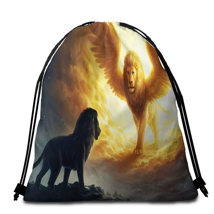 Cool Animal Packable Beach Towel Art Remember Lion Soul