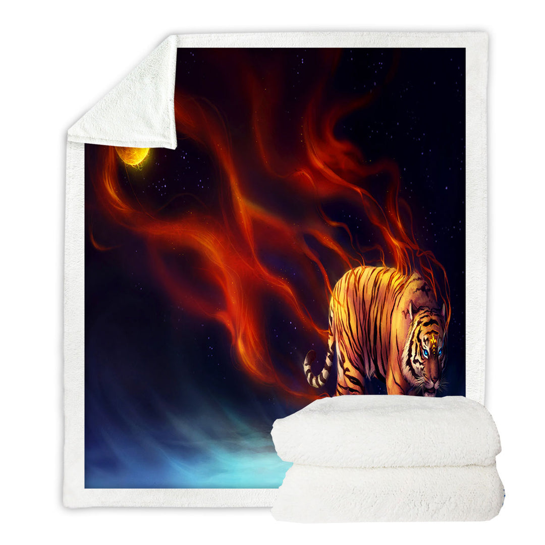 Cool Animal Sherpa Blanket Art Day Bringer Sun and Tiger