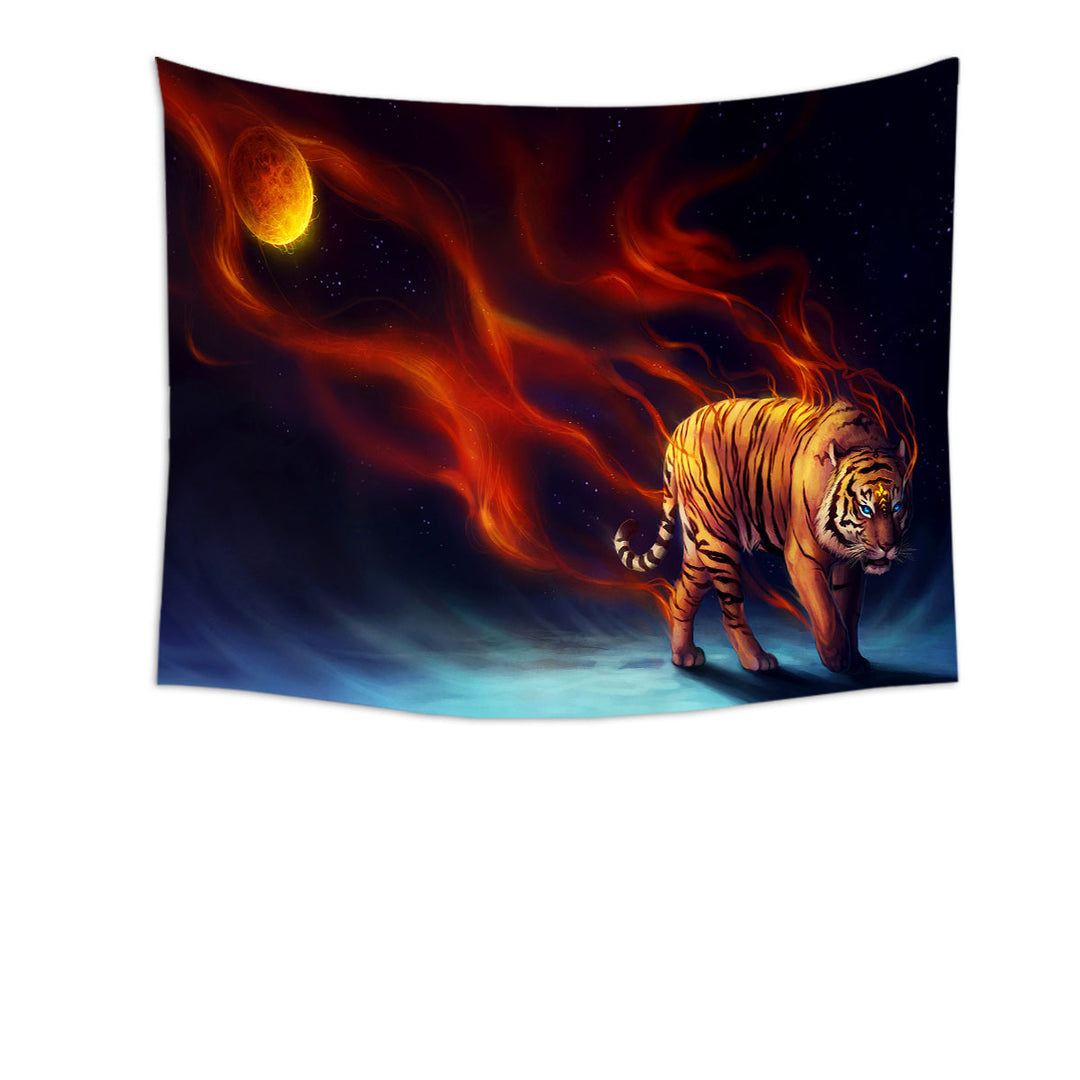 Cool Animal Tapestry Art Day Bringer Sun and Tiger Wall Decor