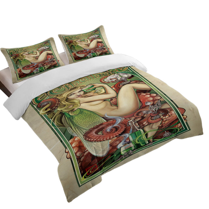 Cool Art Absinthe Cthulhu and Sexy Woman California King Duvet Cover