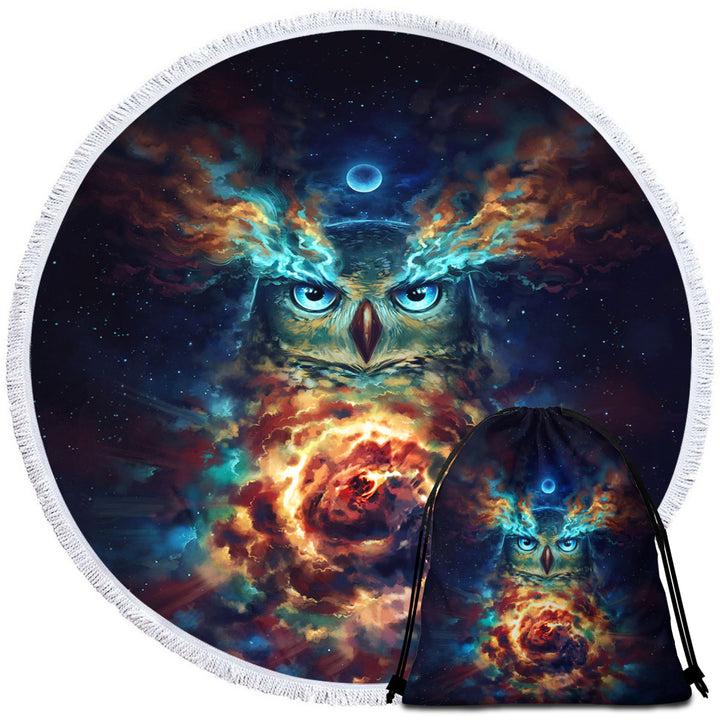 Cool Art Aurowla Space Owl Lightweight Beach Towel