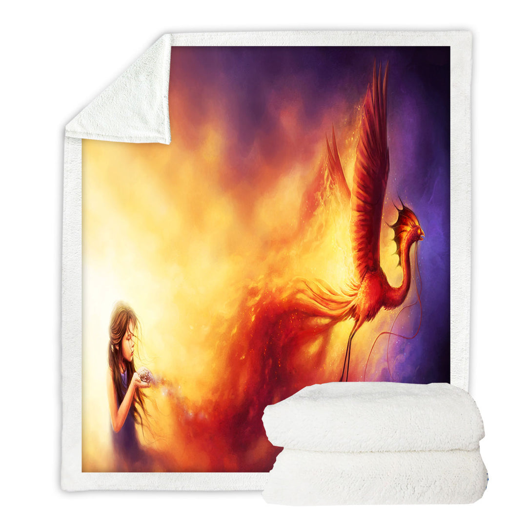 Cool Art Born from the Ashes Phoenix Throw Blanket