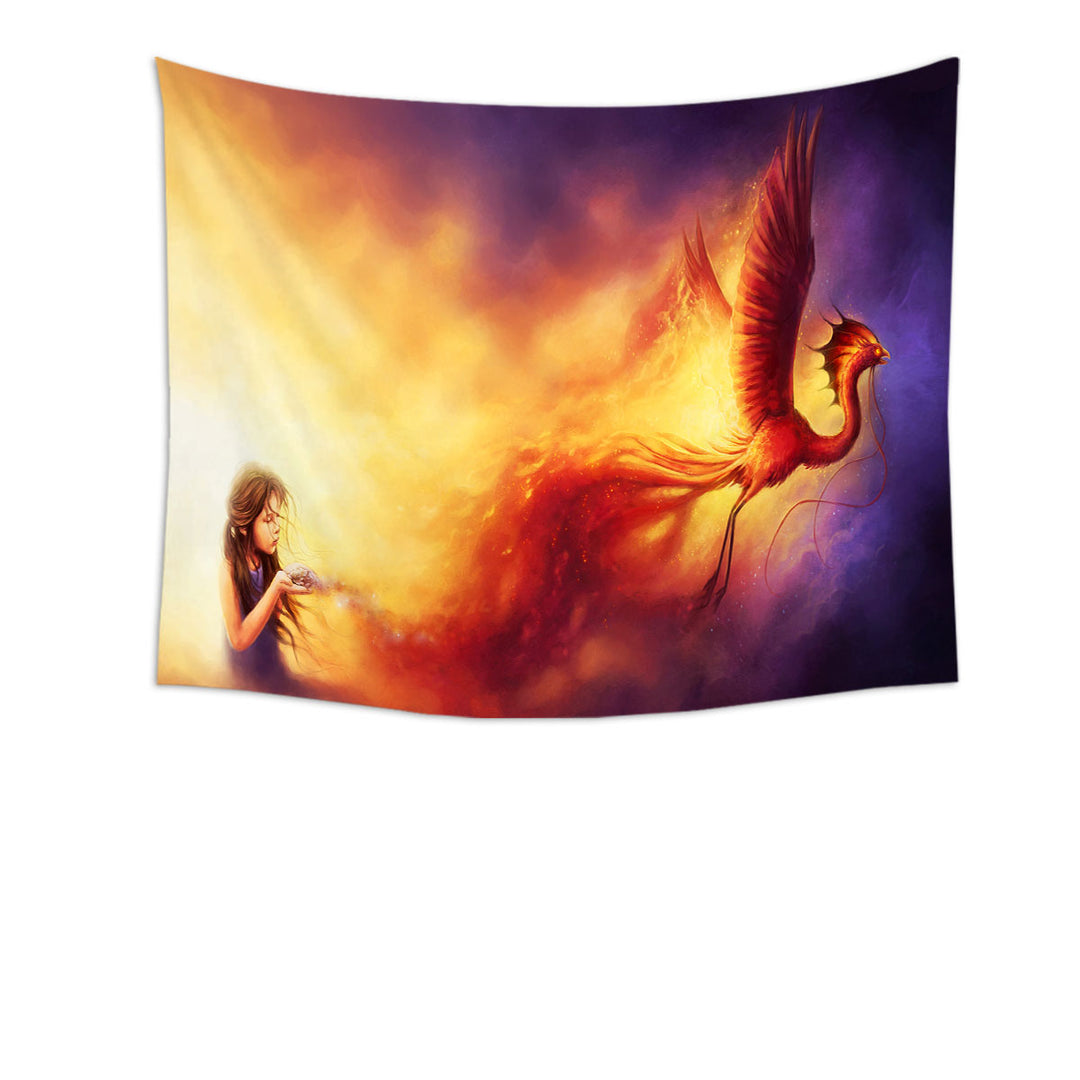 Cool Art Born from the Ashes Phoenix Wall Decor Fabric Hanging