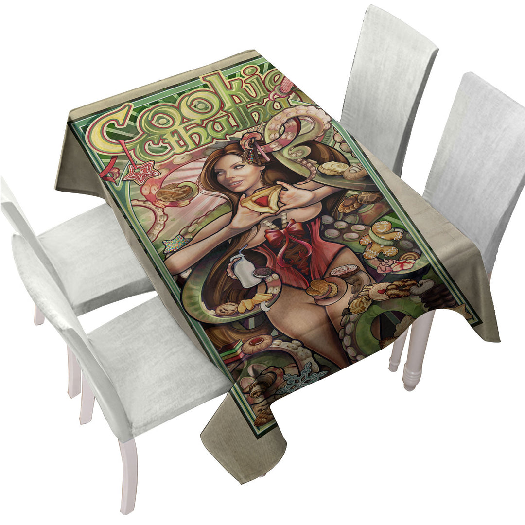 Cool Art Cookie Cthulhu and Sexy Girl Custom table cloth