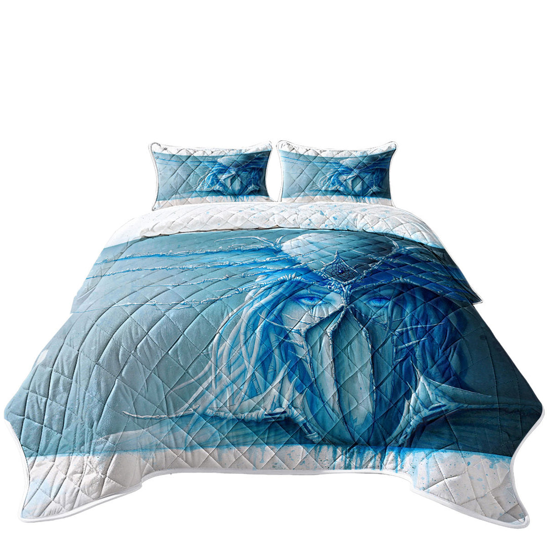 Cool Art Day Dream Freezing Blue Eyes Twin Quilt