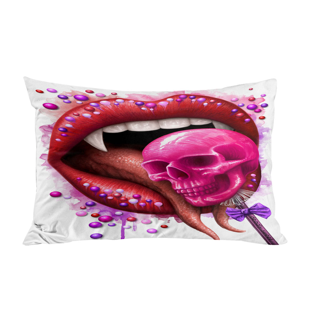 Cool Art Deadly Sweet Lips and Lollipop Skull King Pillow Cases