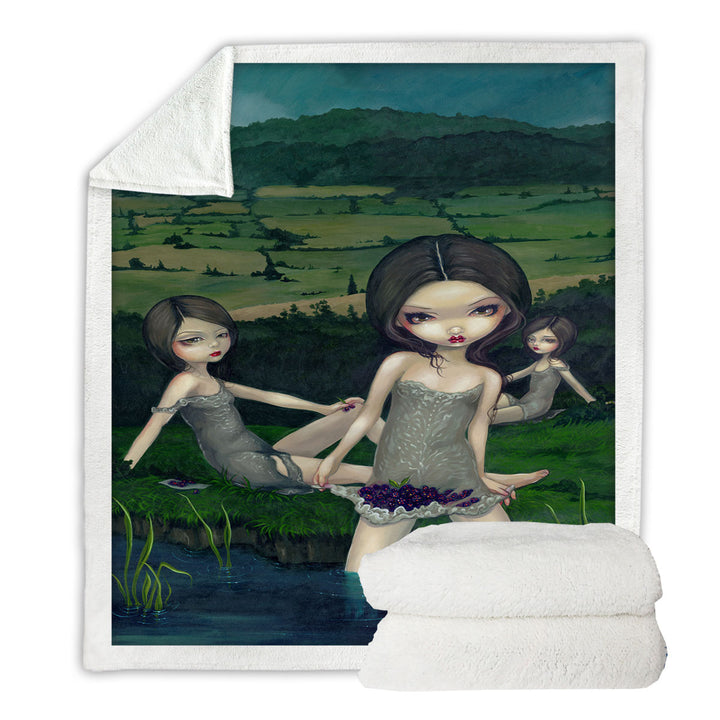 Cool Art Decorative Lightweight Blankets Countryside Girls Nymphs Collecting Berries