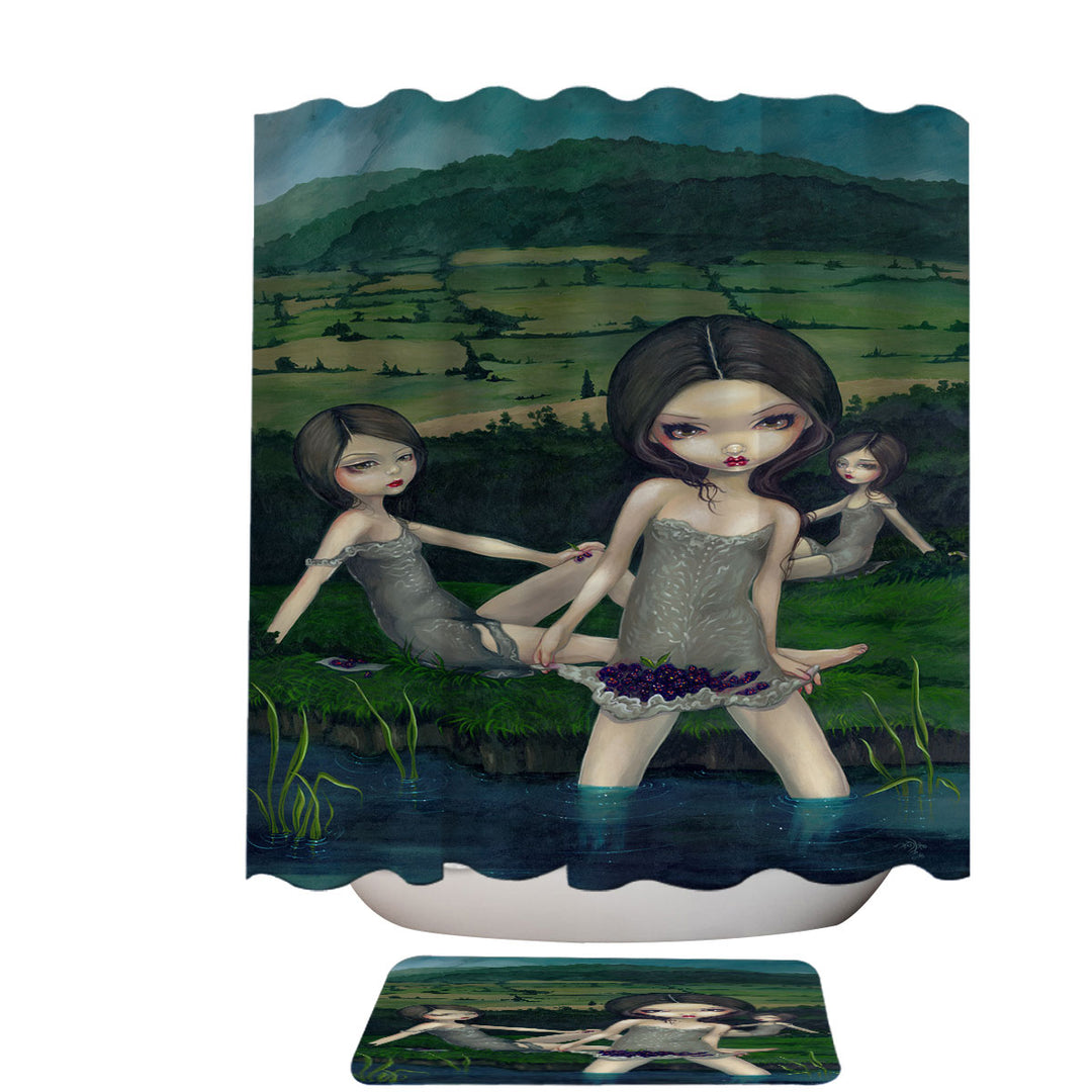 Cool Art Decorative Shower Curtains Countryside Girls Nymphs Collecting Berries