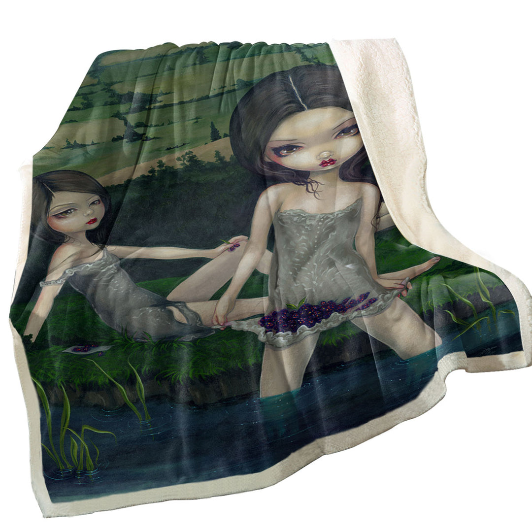 Cool Art Decorative Throws Countryside Girls Nymphs Collecting Berries