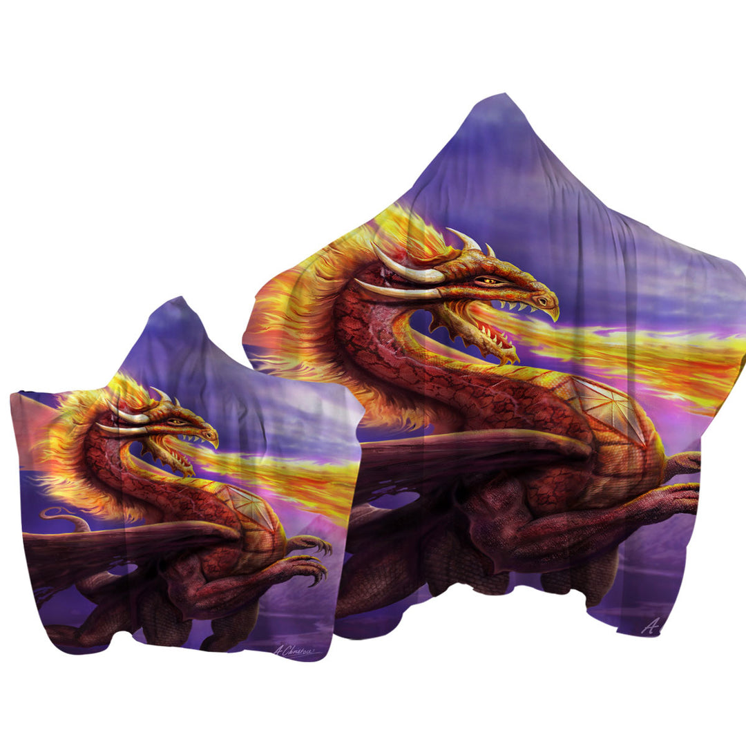 Cool Art Dragon Flame Towel Hoodie