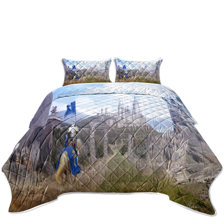 Cool Art Fantasy Castle The knights Journey Coverlet