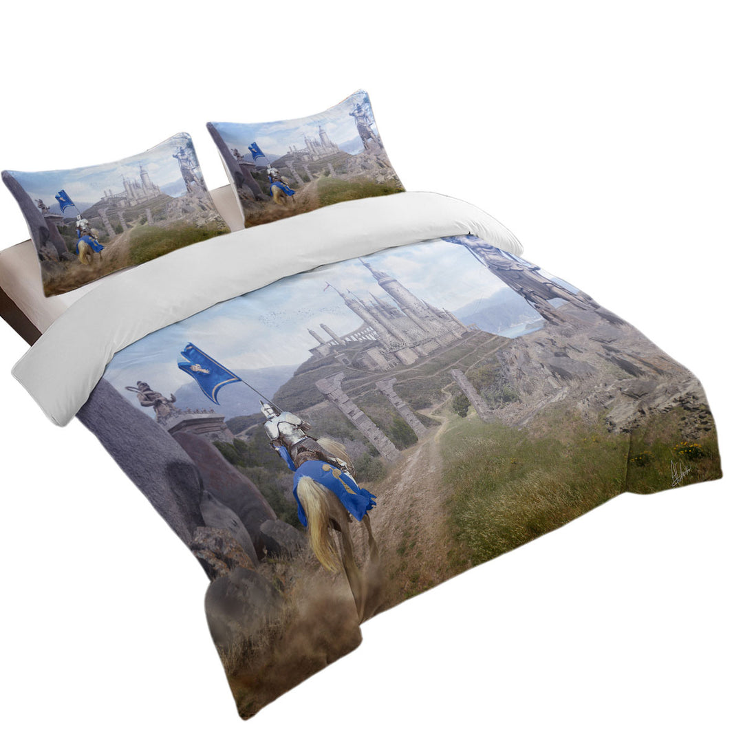 Cool Art Fantasy Castle The knights Journey Duvet Cover