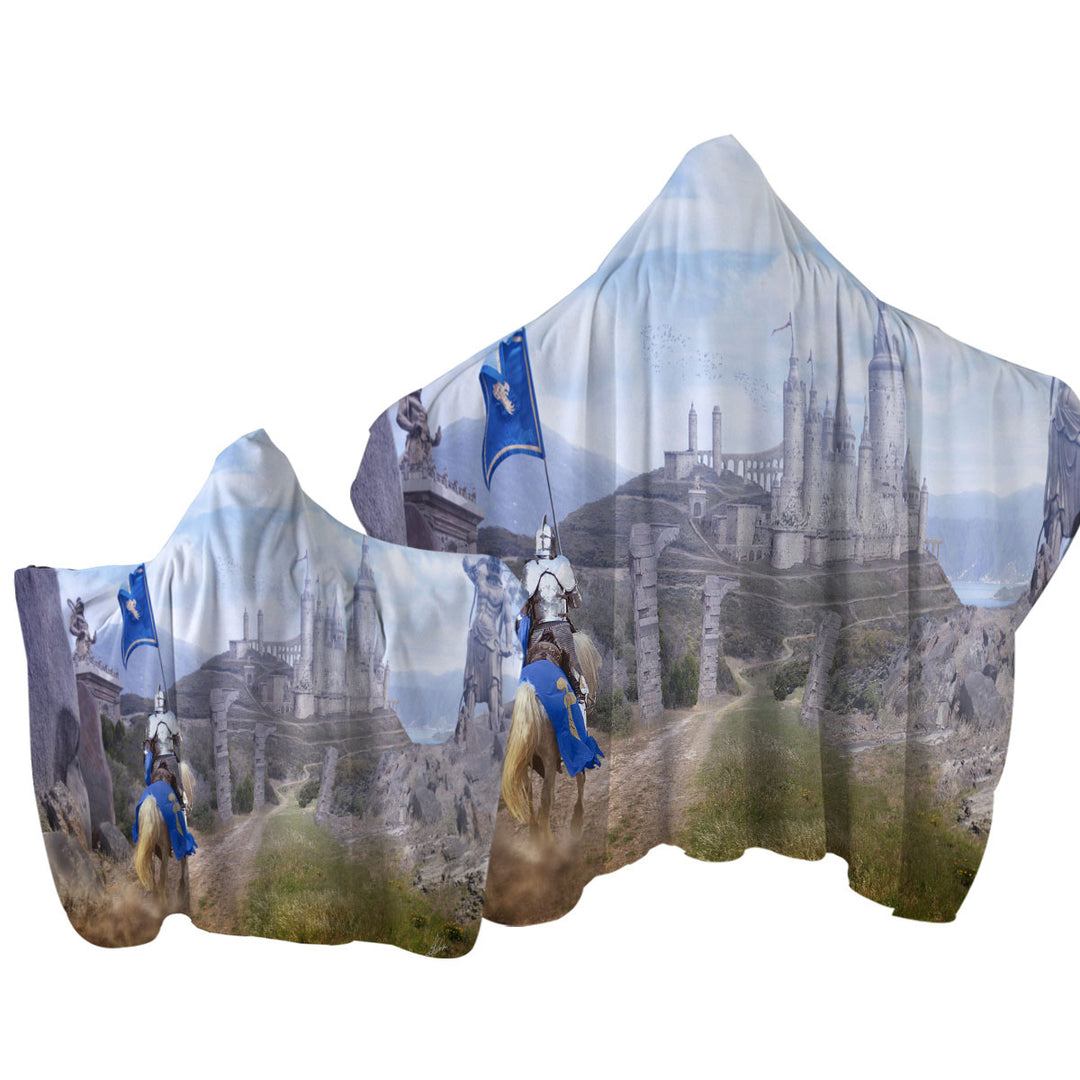 Cool Art Fantasy Castle The knights Journey Hooded Beach Towel