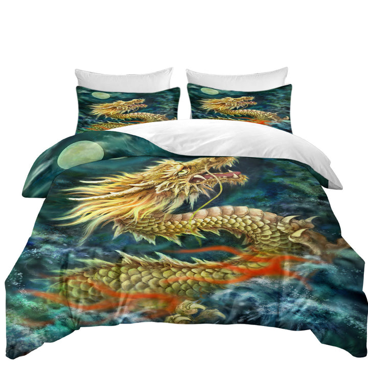 Cool Art Full Moon Ocean Storm Chinese Dragon Best Duvet Covers