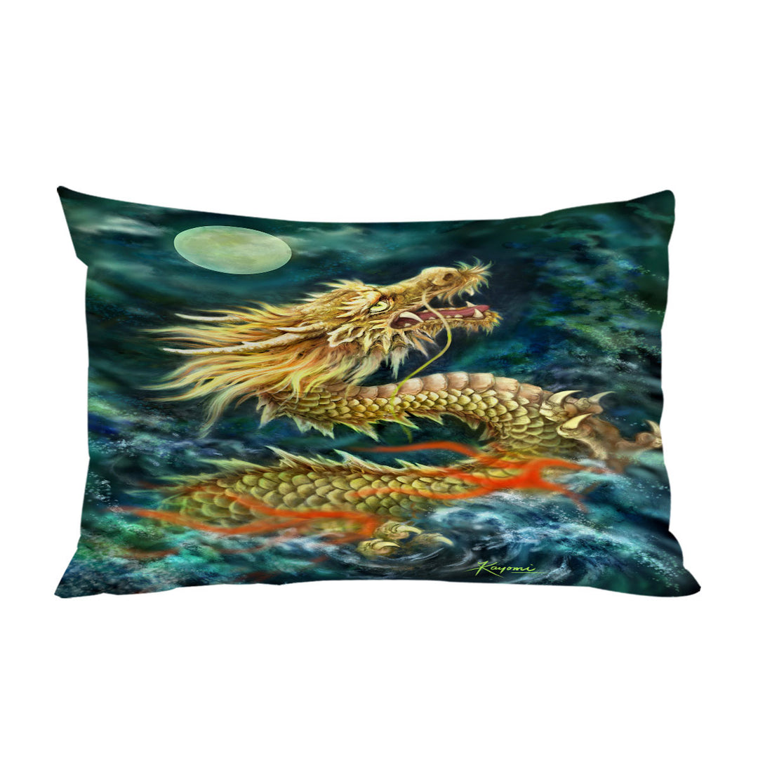 Cool Art Full Moon Ocean Storm Chinese Dragon Pillowcases