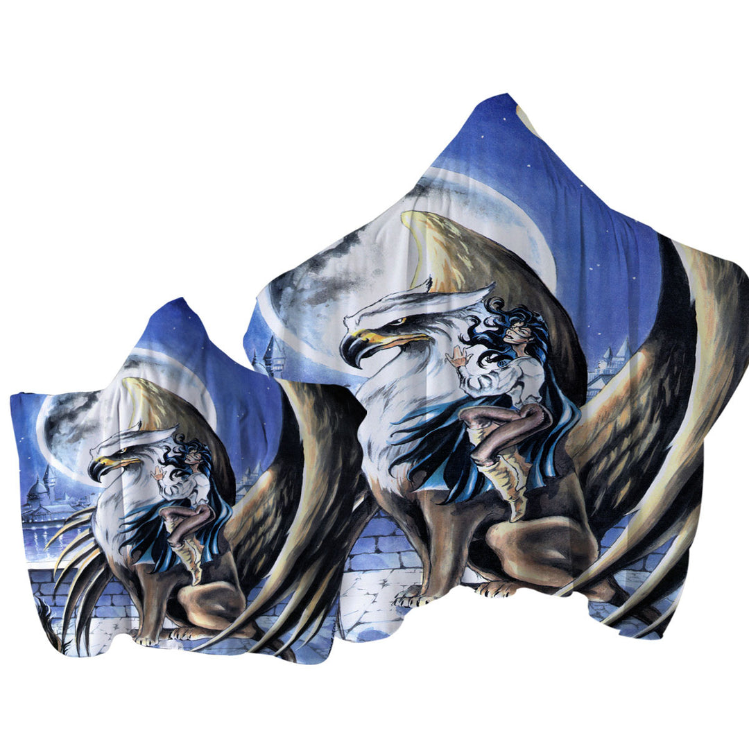 Cool Art Full Moon Watchtower Griffin Hooded Beach Towel