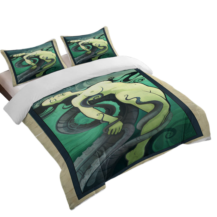 Cool Art Octopus vs Sexy Woman Duvet Cover