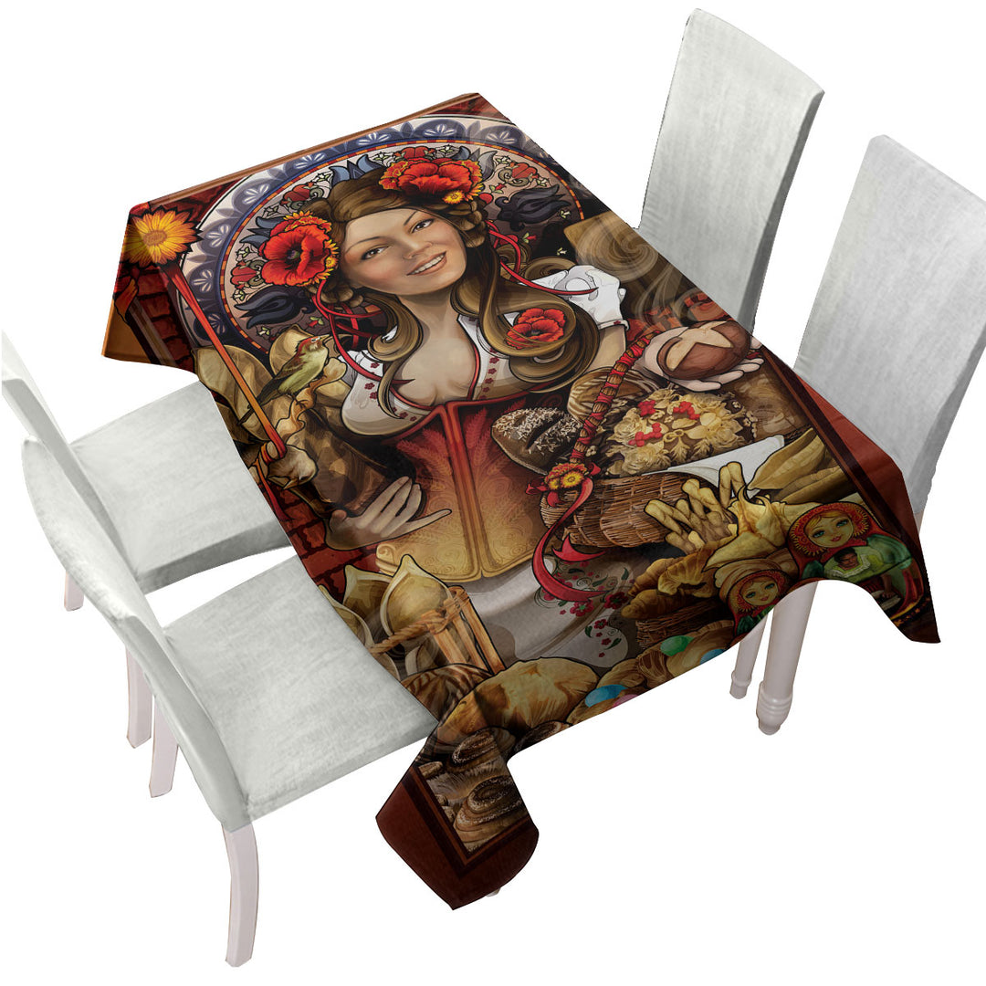 Cool Art Pretty Woman the Goddess of Bread Tablecloths