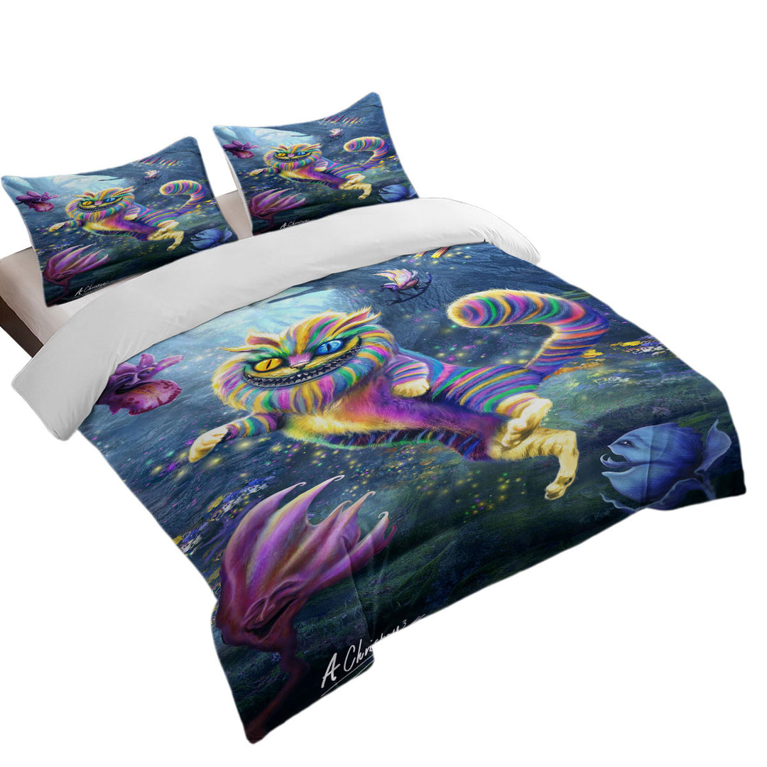 Cool Art Rainbow Cheshire Cat Duvet Covers