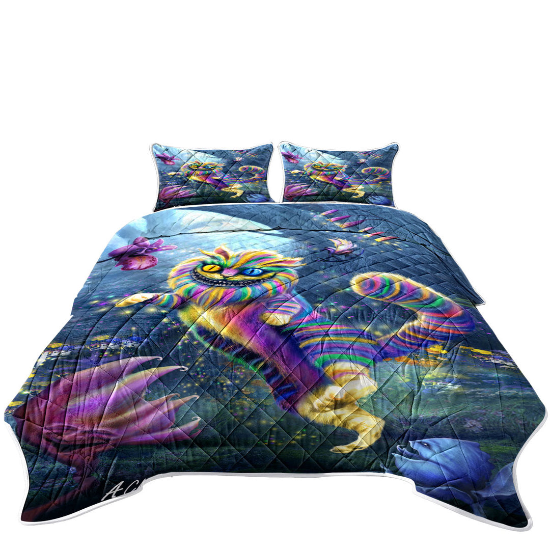 Cool Art Rainbow Cheshire Cat Quilt