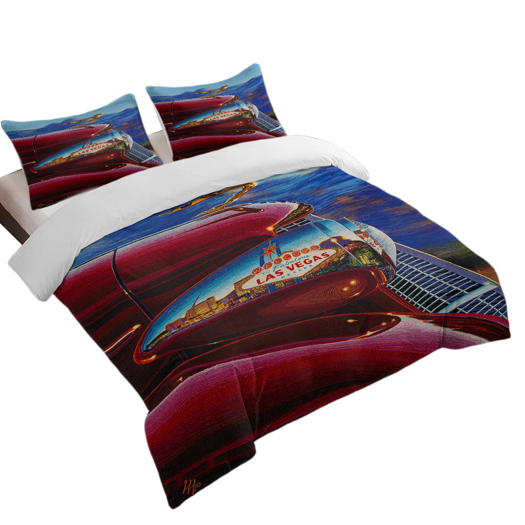 Cool Art Red Old Car Reflects Las Vegas Daybed Covers Sets