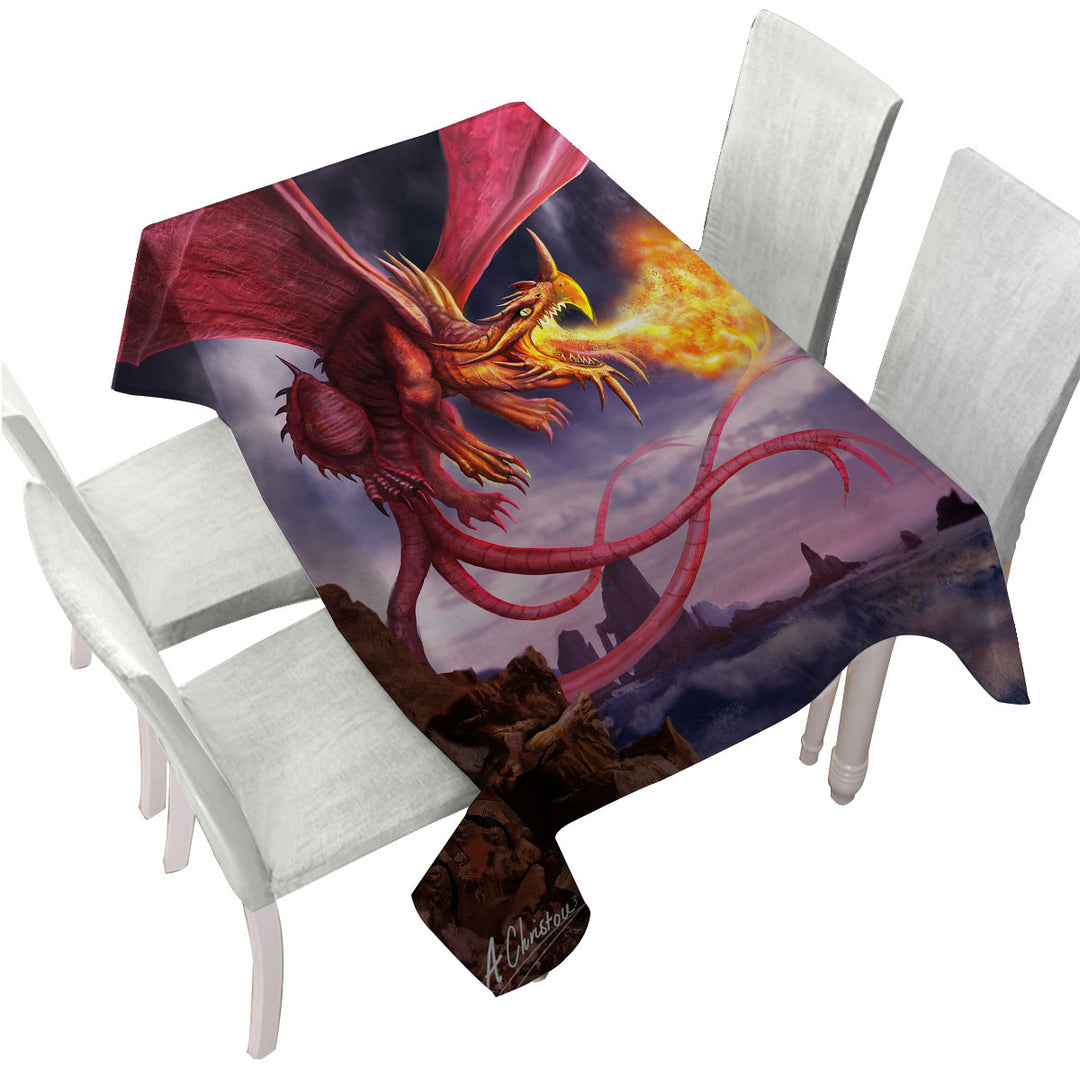 Cool Art Scary Fire Dragon Custom tablecloths