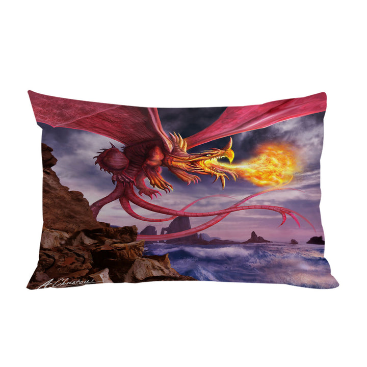 Cool Art Scary Fire Dragon Pillowcase