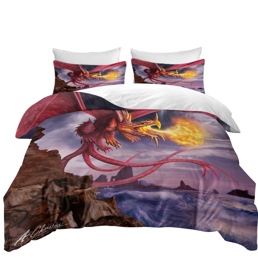 Cool Art Scary Fire Dragon Twin Duvet Covers