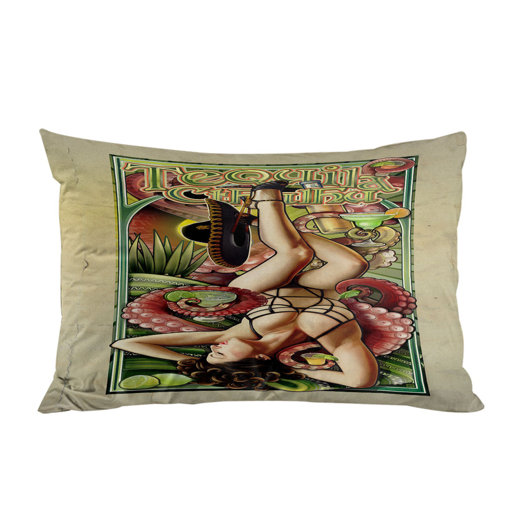 Cool Art Tequila Cthulhu and Sexy Woman Pillow Cases