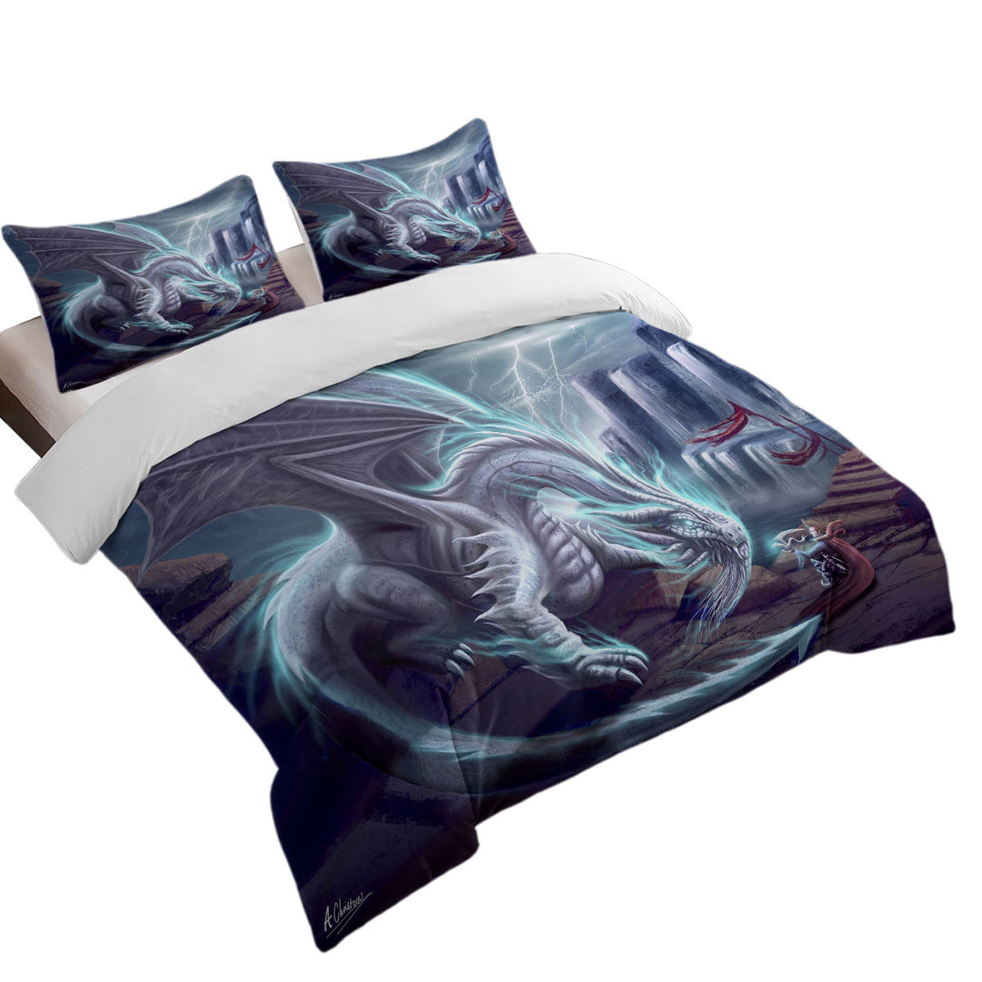 Cool Art White Lighting Dragon Duvet Covers