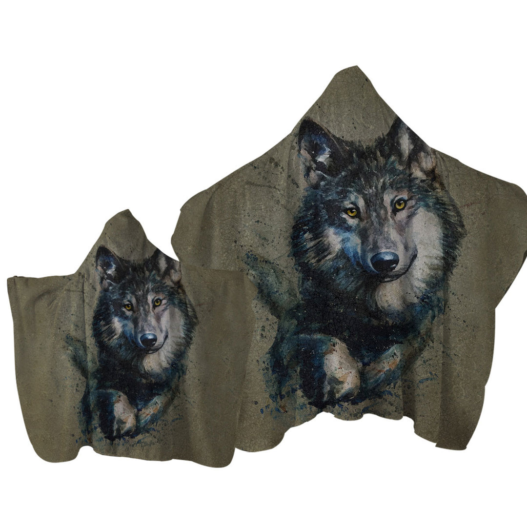 Cool Art Wolf Painted on Concrete Towel Hoodie