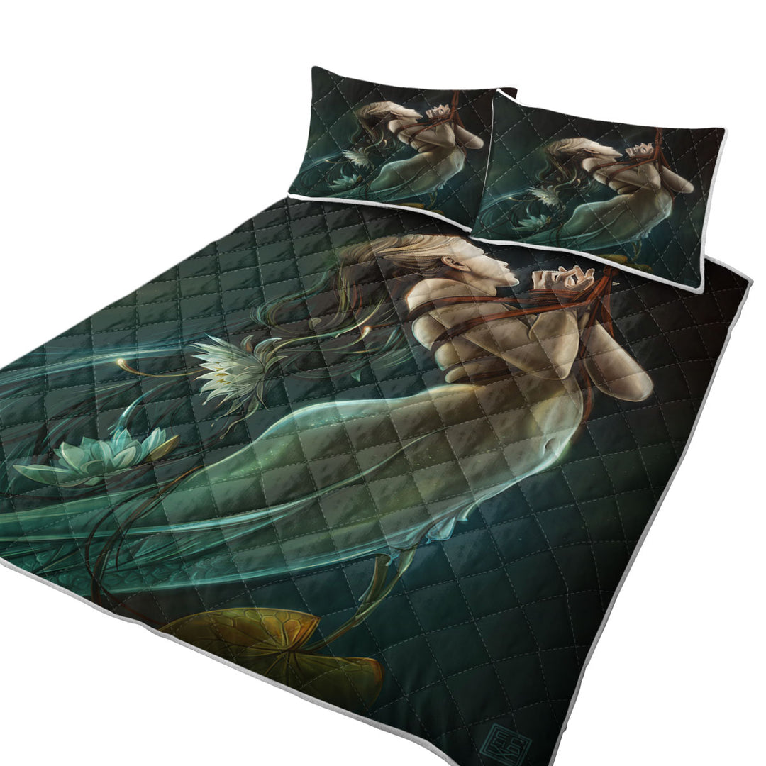 Cool Art the Catch of Beautiful Mermaid California King Quilt Sets