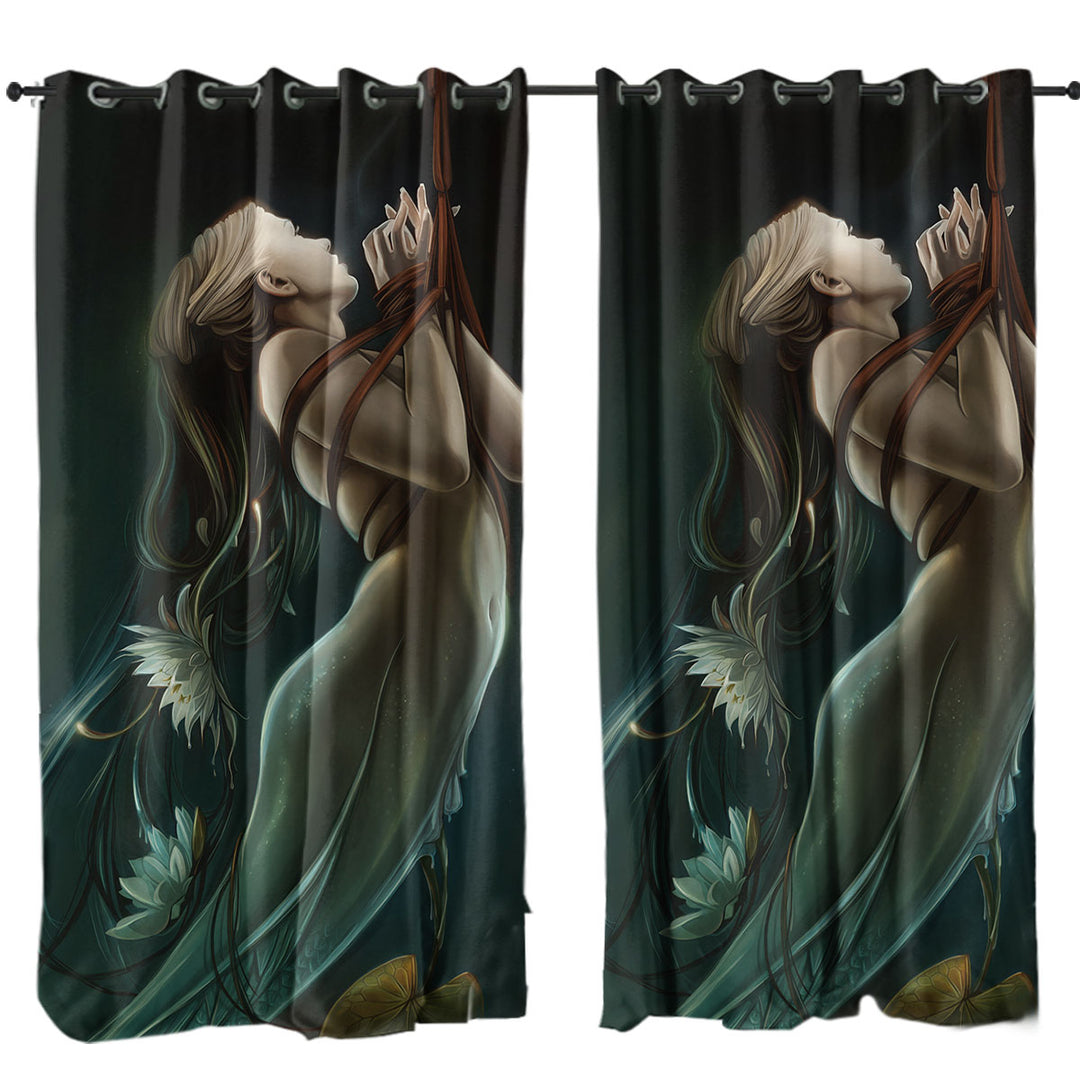 Cool Art the Catch of Beautiful Mermaid Curtains