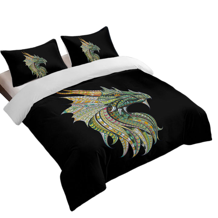 Cool Artistic Design Green Dragon Queen Size Duvet Cover