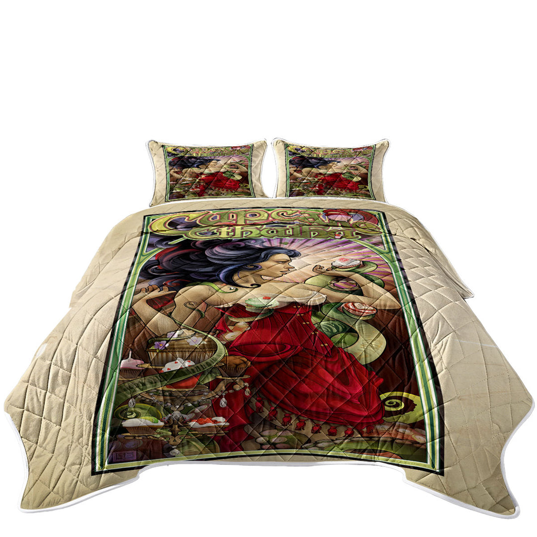 Cool Artwork Cupcake Cthulhu and Sexy Lady King Size Quilt Sets