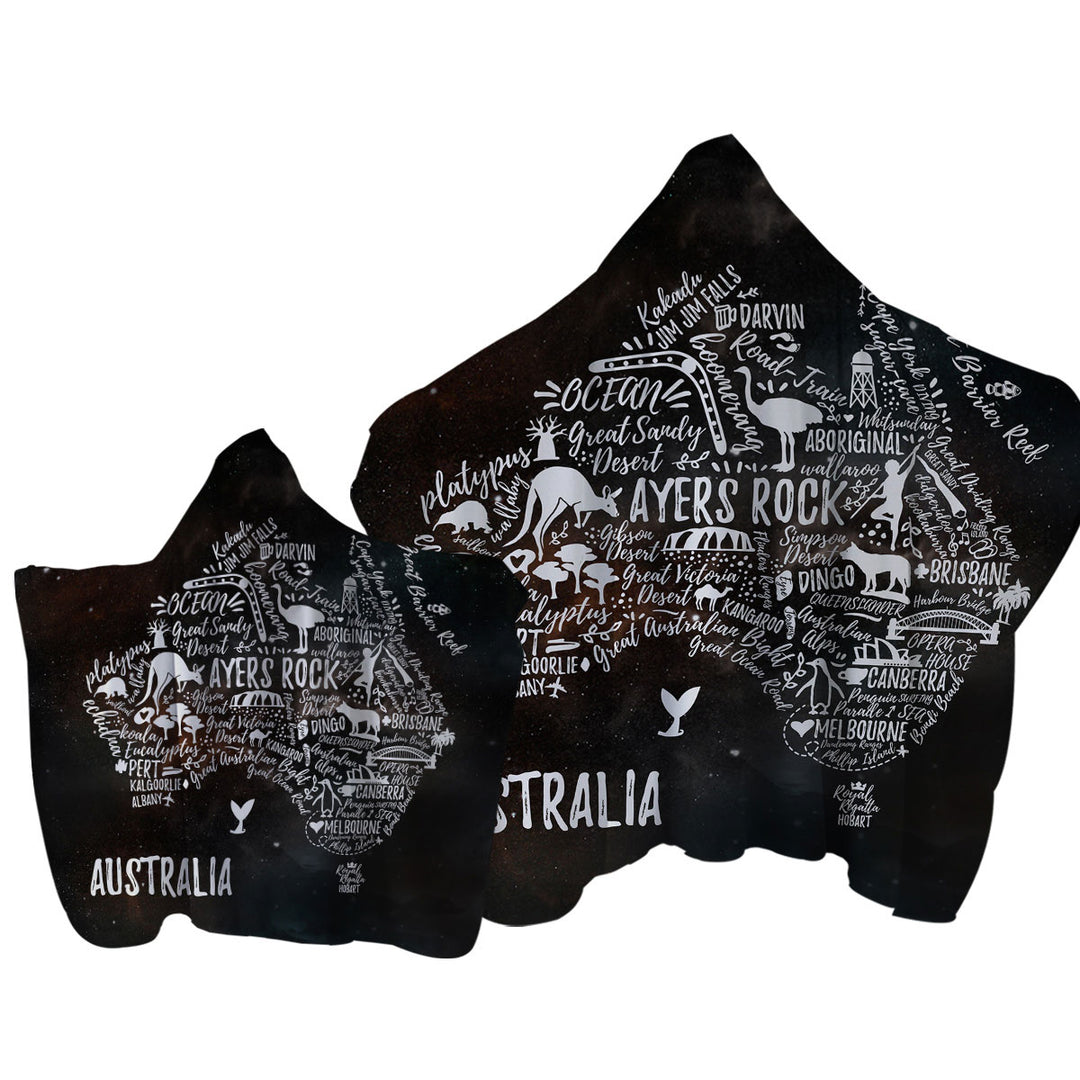 Cool Aussies The Australian Continent Towel with Hood