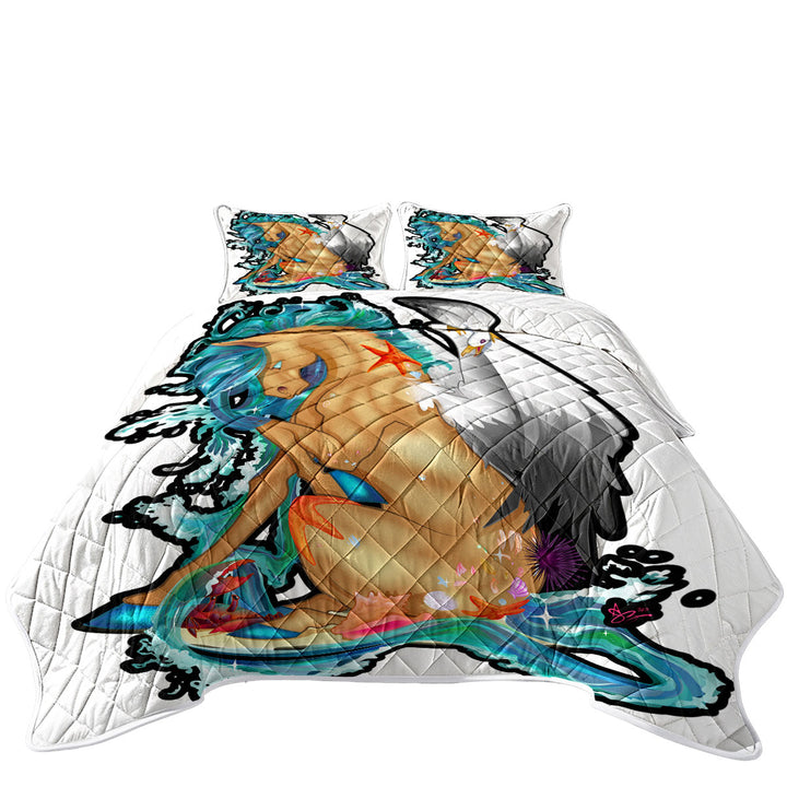 Cool Beach Ocean Rudicorn Coverlets