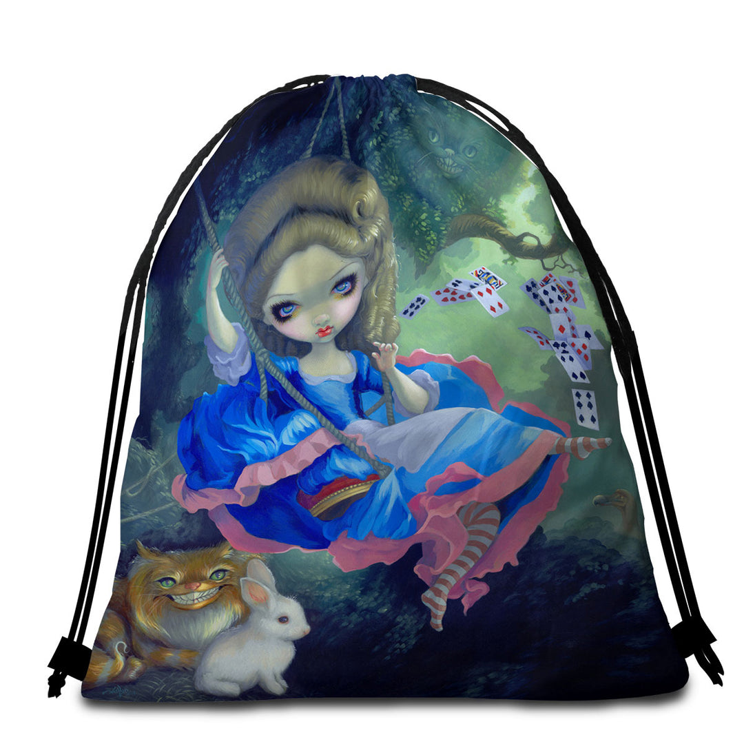 Cool Beach Towel Bags Fantasy Alice in Fragonard_s Swing