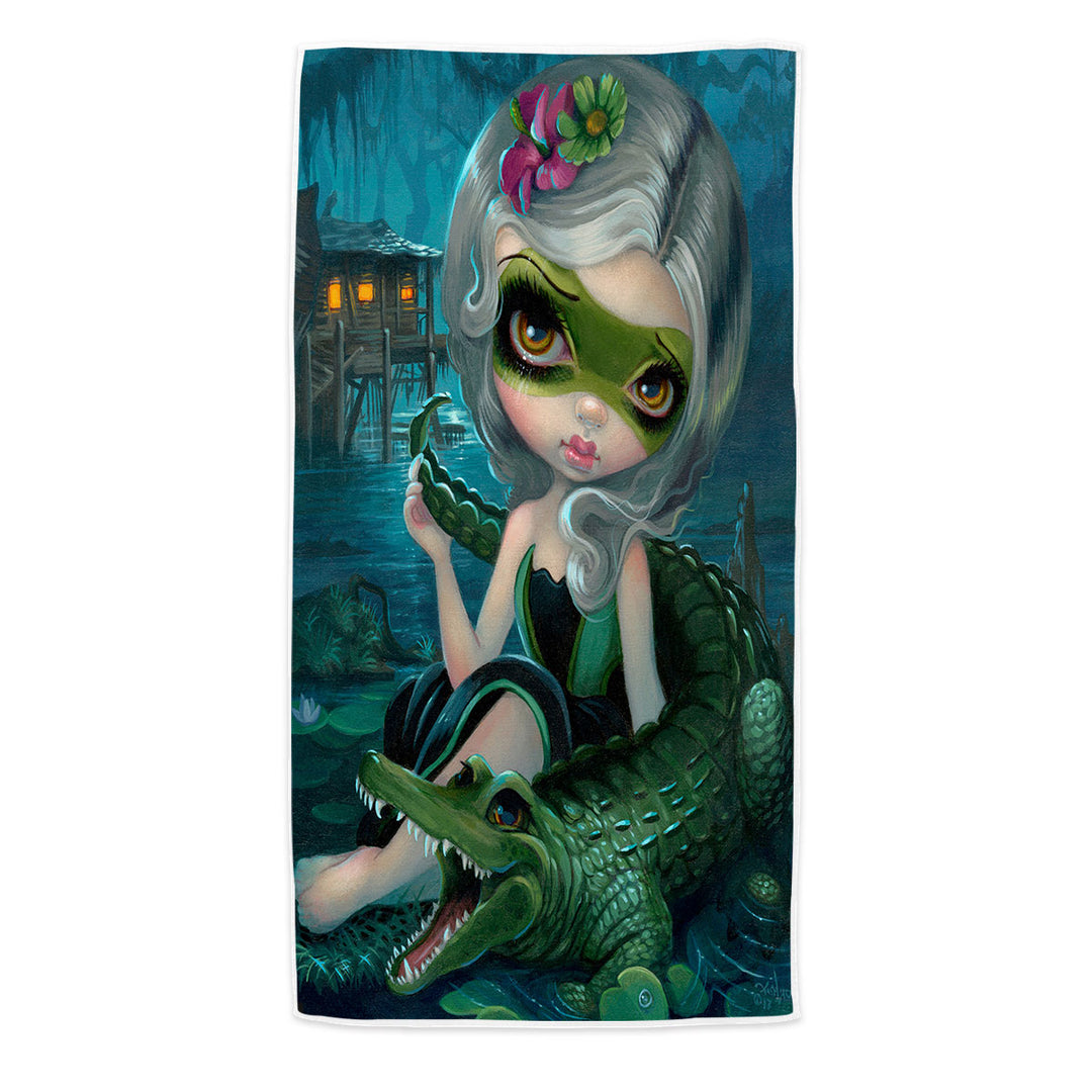 Cool Beach Towels Fantasy Art the Alligator Girl