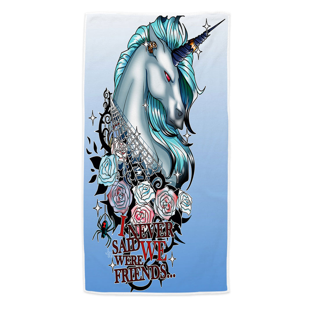 Cool Beach Towels Rudicorn Spider and Roses Quote