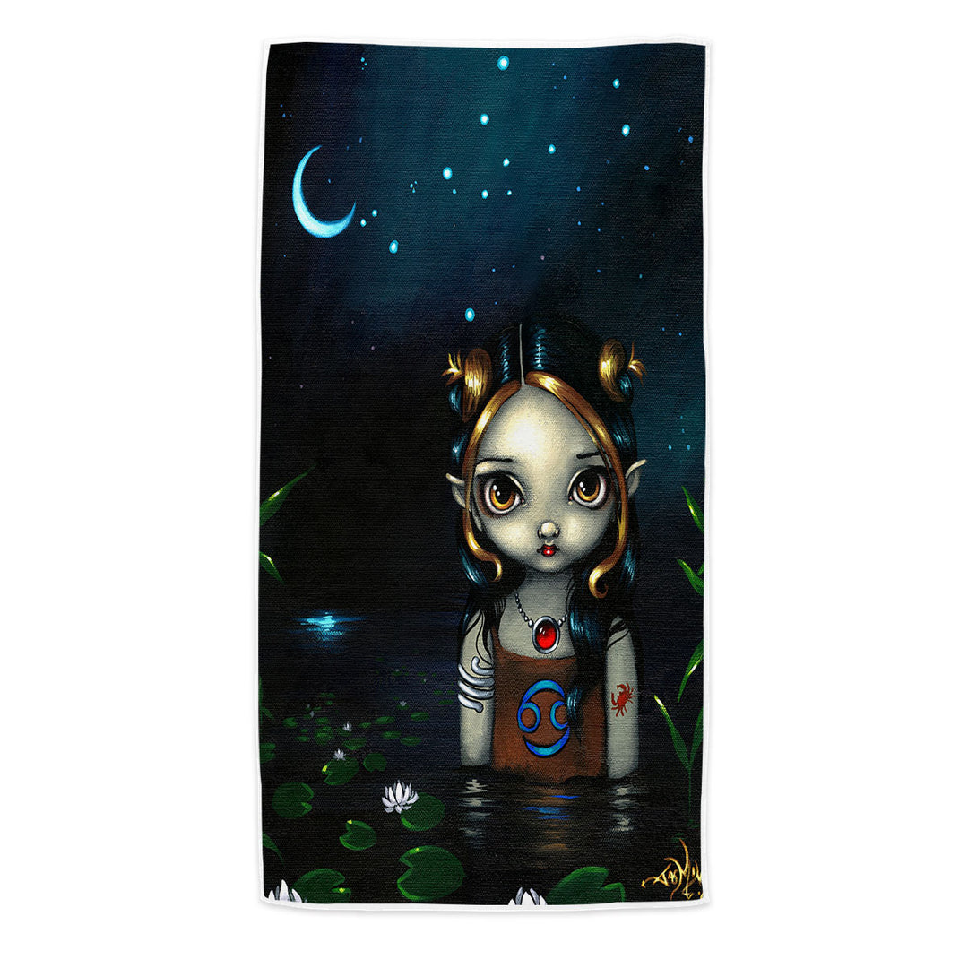 Cool Beach Towels Zodiac Art Cancer Night Girl