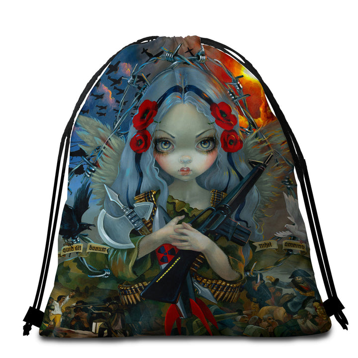 Cool Beach Towels and Bags Set History Art Unseelie Court War Beautiful Angel Girl