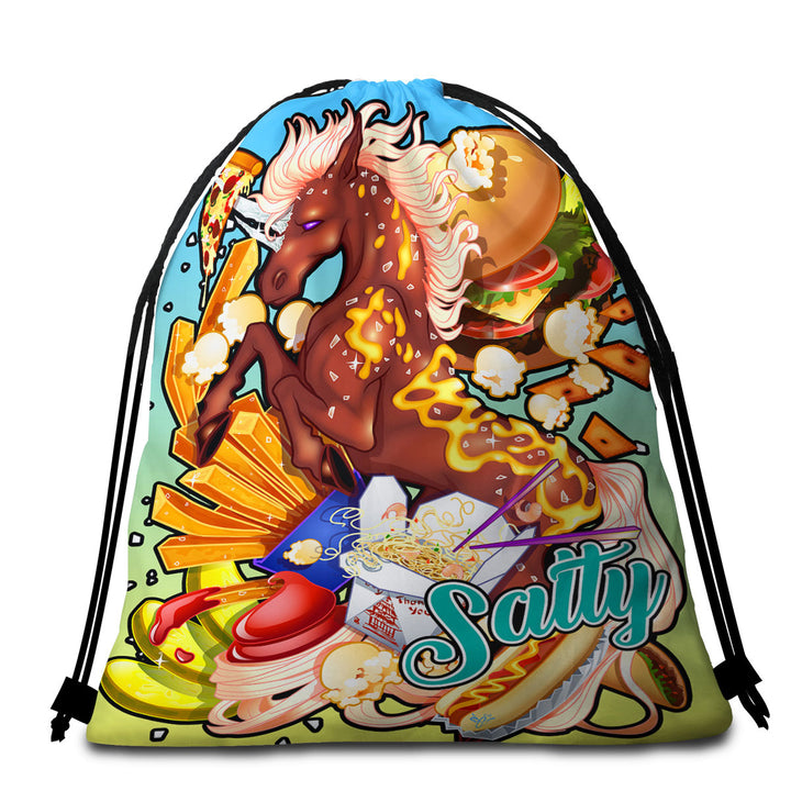 Cool Beach Towels and Bags Set for Boys Rudicorn Salty Junk Food