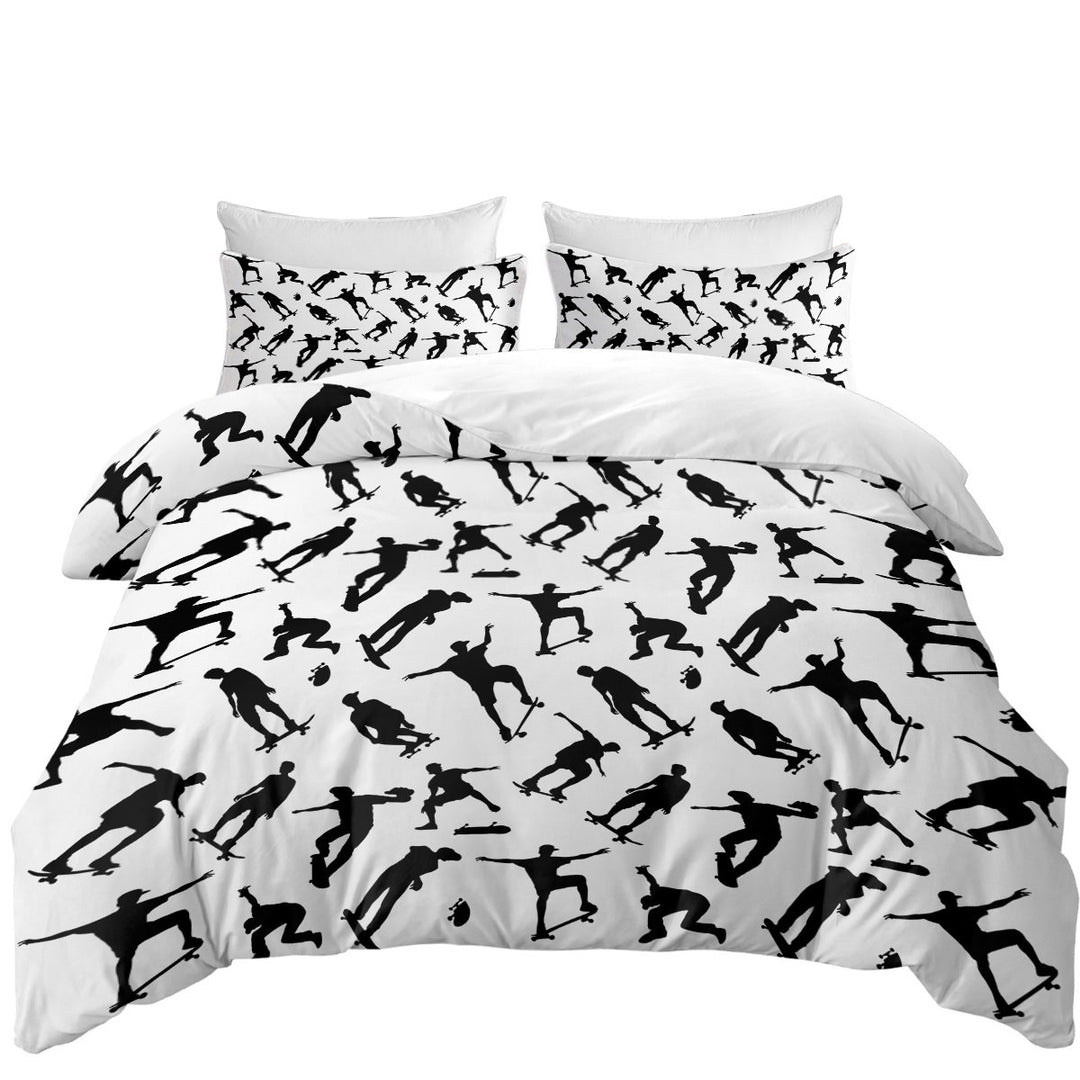 Cool Black and White Skateboarding Bed Covers